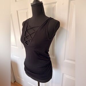 Seams Lovely Black Sleeveless Crisscross Top
